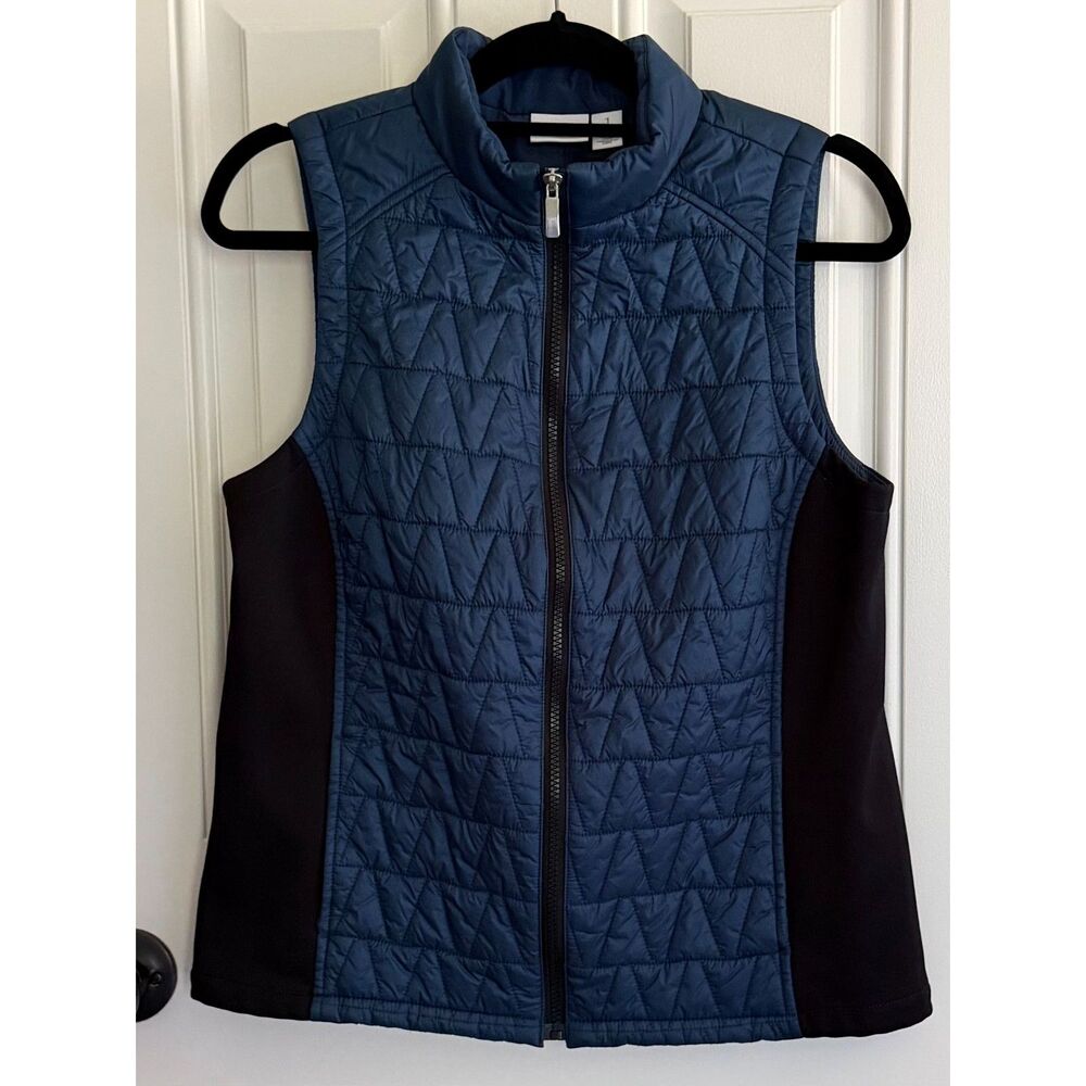 Weekends by Chico's Women's Blue/Black Vest size 1 (8-10)